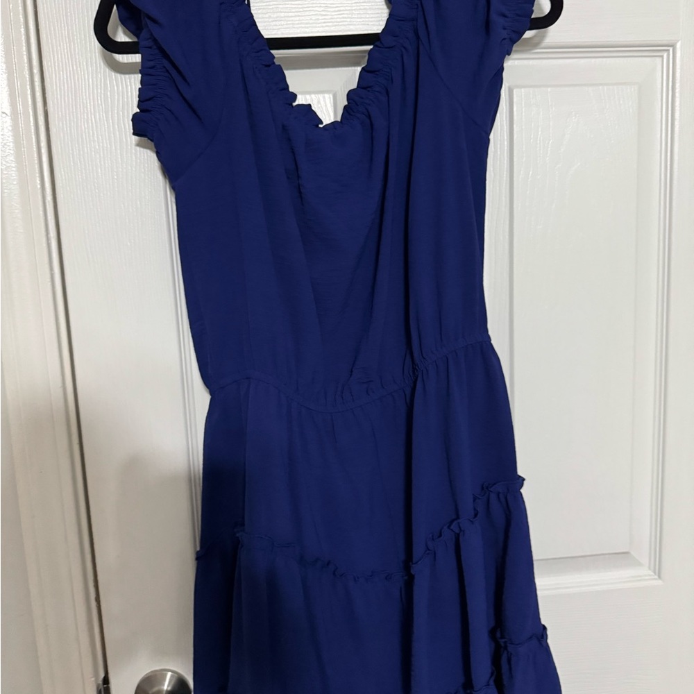 Cato Royal Blue Ruffle Blouse